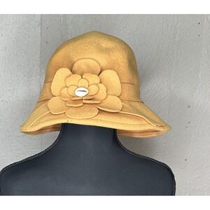 Kathy Jeanne Wool Hat Floral Vintage Yellow Made In USA